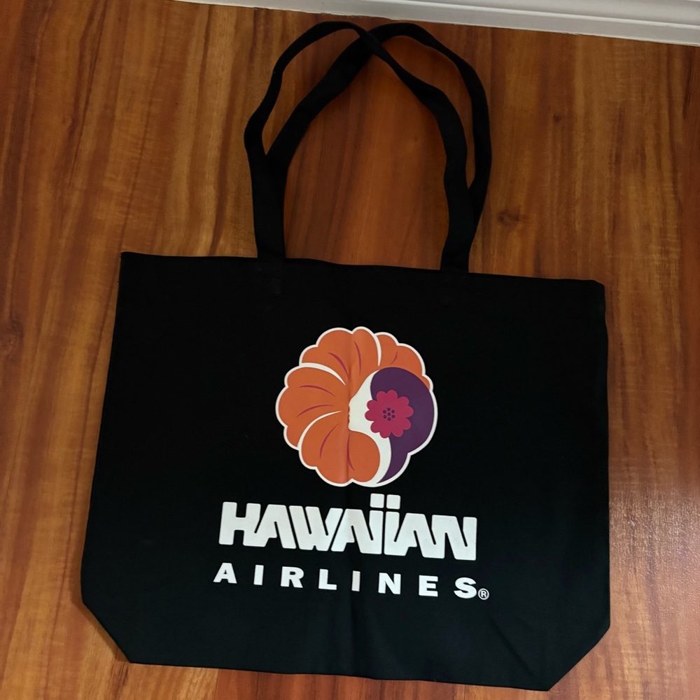 Authentic Hawaiian Airlines black cavas tote bag